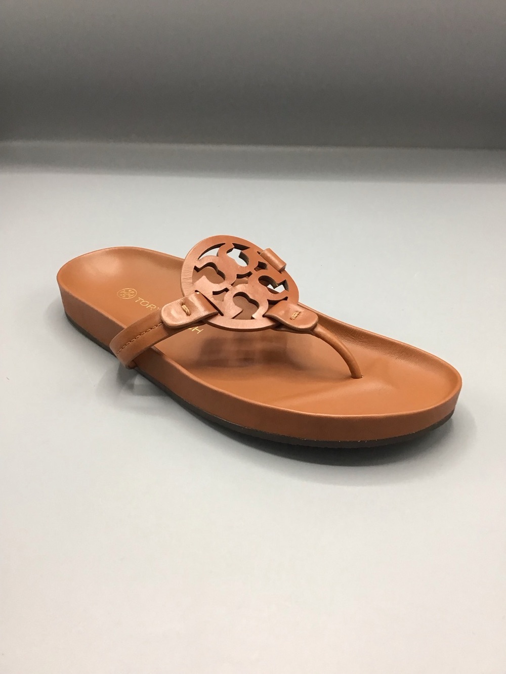 Tory Burch Tan Leather Logo Thong Sandal